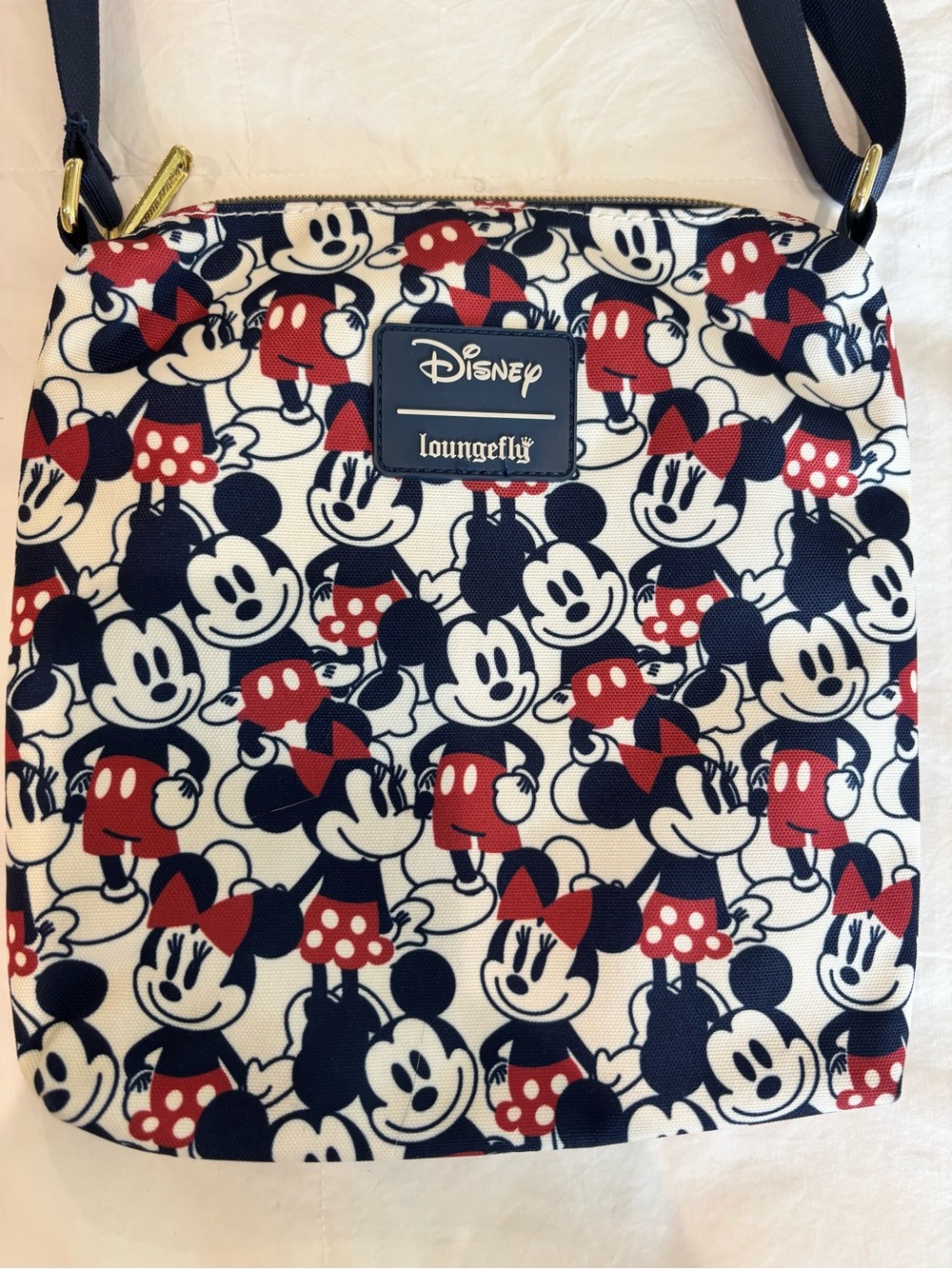 LOUNGEFLY DISNEY Passport Mickey & Minnie Mouse Crossbody Bag Blue Red Classic - Picture 3 of 9